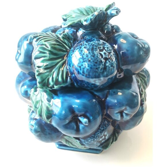 Vintage Inarco Mood Indigo Blue Cookie Jar with Lid | Canistar | 1960s | Footed - Picture 3 of 10